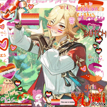 a picture of a girl holding a lesbian flag
