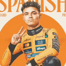 a man giving a peace sign is on the cover of a magazine