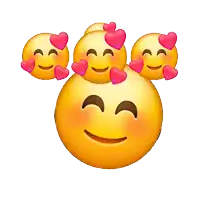 a group of smiley faces with pink hearts on their eyes