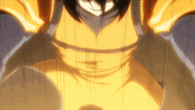 a close up of a person 's torso in a yellow suit