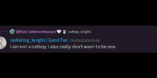a screenshot of a chat with the words radiating knight