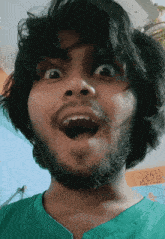 a man with a beard making a funny face with his mouth open
