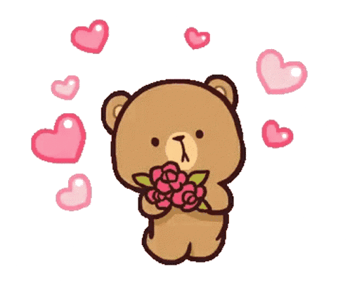 giff of cute bear with hearts