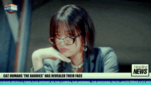 a woman wearing glasses is on a news channel