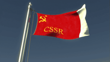 a red and white flag with the words cssr on it
