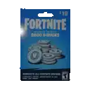 a blue fortnite gift card with a pile of coins on it