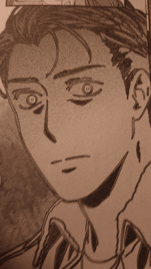 a black and white drawing of a man 's face with his eyes closed