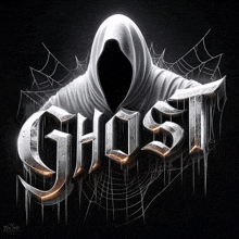 a picture of a grim reaper with the word ghost behind it