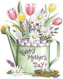 happy mothers day mothers day moms day greeting watering can