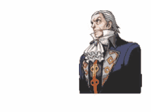 a man in a suit is pointing his finger at something