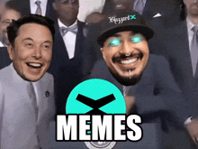 elon musk and a man wearing a hat that says blizzard