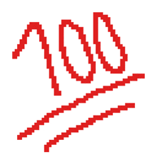 a pixel art drawing of a wave with the number 100