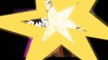 a yellow star with a picture of a girl in the center