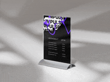 a sign that says impulse on it with a price list