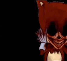a close up of a cartoon character with a red sign in the background .