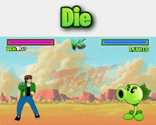 a video game with ben 10 and plants fighting