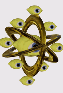 a gold ring with a yellow eye in the center