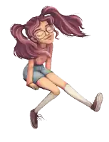 a cartoon drawing of a girl with glasses and long hair