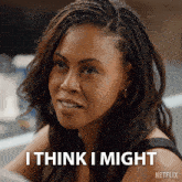 a woman says i think i might with a netflix logo behind her