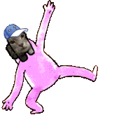 a cartoon of a cat wearing a hat and a pink body