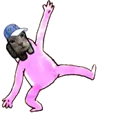 a cartoon of a cat wearing a hat and a pink body