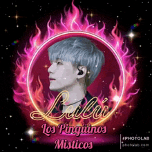 a picture of a man with the words los pingüinos misticos on it