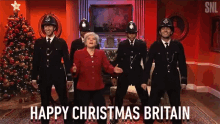 happy christmas britain police dancing merry christmas britain