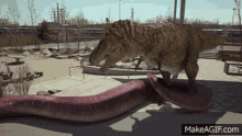 titanaboa snake tyrannosaurus rex bite dinosaur