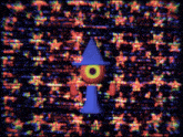 a cartoon character with a witch hat and a yellow eye