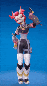 a cartoon character with red hair and a black and white outfit