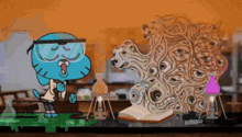 gumball from the amazing world of gumball is standing next to a book