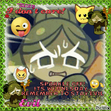 a picture of a cartoon character says i don t care