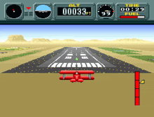 a video game shows a plane taking off from a runway