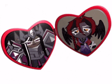 a heart shaped mirror with a picture of a girl and a boy on it