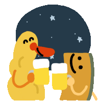 Ebi-ten And Friend Cheering With Drinks Sticker - Playful Ebiten Starry Night Cheers Stickers