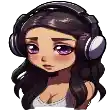 a pixel art drawing of a girl wearing headphones and a bra .