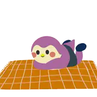 a cartoon of a penguin laying on a blanket with the words soak up the sun below it