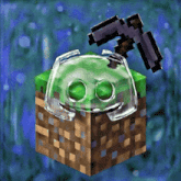 a drawing of a minecraft block with a pickaxe