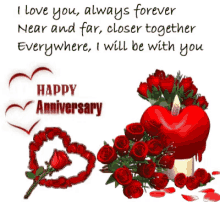 happy anniversary candle red roses