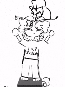 a black and white drawing of a person wearing a shirt that says sk : 12