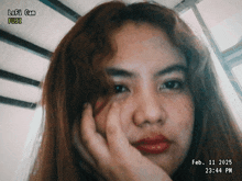 a girl is taking a selfie with a lofi cam fuji