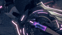 a close up of a purple and black item