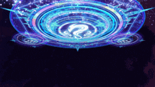 a blue and purple circle with a question mark in the center