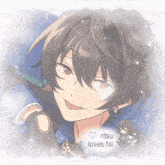 a picture of a boy with the words ritsu loves fai
