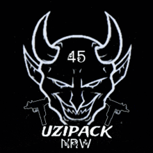 a drawing of a demon with the number 45 on its head