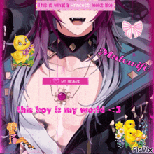 a picture of a man with purple hair and the words " this is what a princess looks like " on it