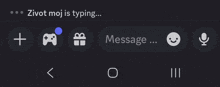 a phone screen that says zivot moj is typing on it