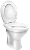 a white toilet with the lid open and a white background