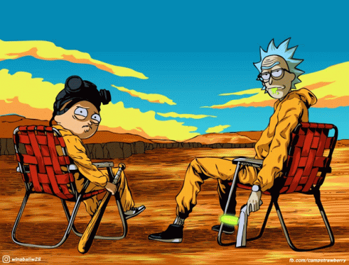 Rick an Morty Breaking Bad colored by Sonjaherz  Rick and morty image Rick  and morty poster Rick and morty stickers