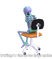 Skeleton Waiting On Office Chair Skull Waiting On Chair Sticker - Skeleton Waiting On Office Chair Skull Waiting On Chair Skull Waiting Stickers